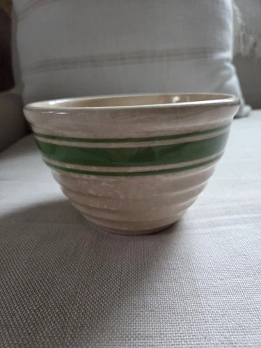 Vintage Hull Green Stripe Beehive Bowl