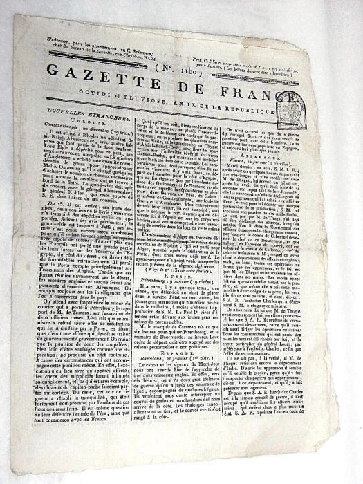 LIVRE ANCIEN GAZETTE FRANCE JOURNAL TURQUIE RUSSIE ESPAGNE 1801 - Photo 1/1