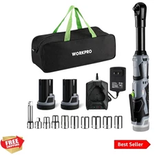 12V 40 Ft-lbs Power Ratchet Wrench Kit with 10-Piece Socket Accessory Set, 1-...