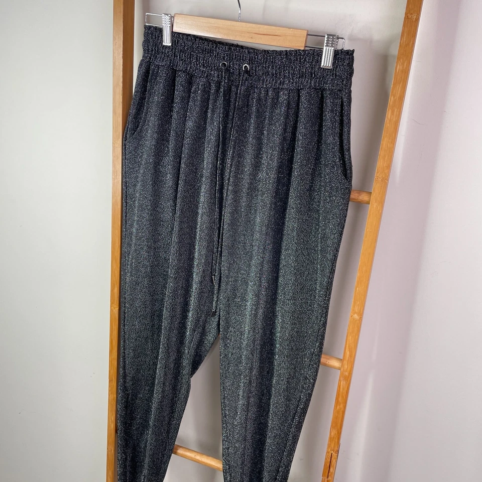 Pantalones deportivos Sass & Bide para mujer gris medio metálico con cordón cónico informales Foto 3 de 4