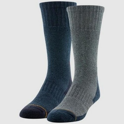 Signature by Goldtoe Men's v - Gray Marl/Navy Marl 6-12.5 Heavyweight Crew Socks