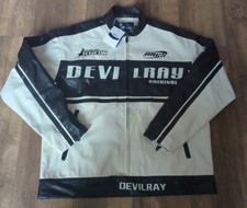 Aelfric Eden Men's Leather Jacket Biker Jacket Racing Small White & Black