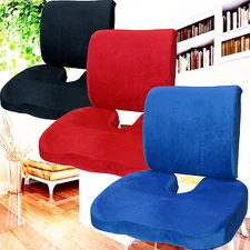 Memory Foam Coccyx Orthopedic Seat and Back Cushion Lumbar Support Pain Relief 