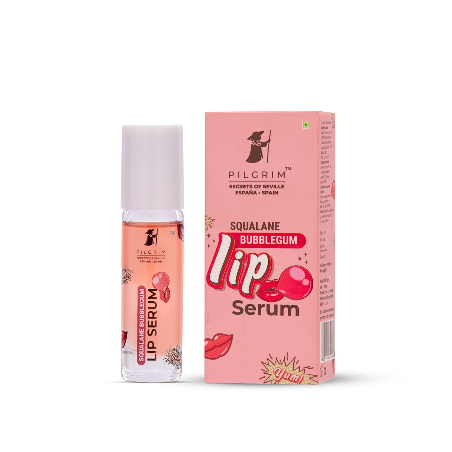 Suero Labial De Esqualano Pilgrim Sabor Chicle Con Aplicador De Roll On 6ml