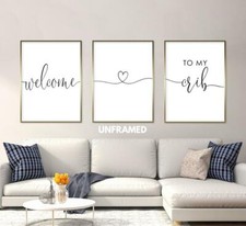 Welcome to My Crib, Set of 3 Prints, Minimalist Art, Home Wall Decor
