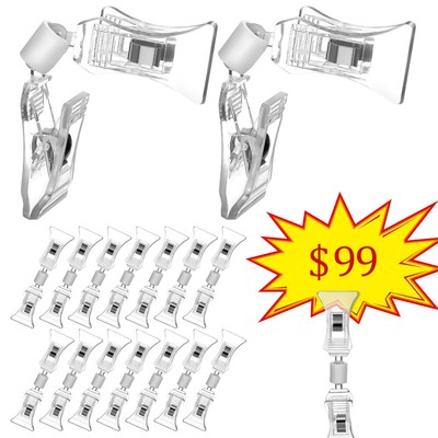  20 Pcs Transparent Clip Retail Display Clips Price Holder Office