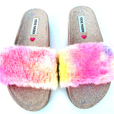 Steve Madden Slippers Women's Size 5 Pink Sparkle Fluffy Pink New without Tags