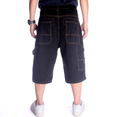Mens Shorts Black Jeans Denim Stonewashed Casual Capri Pants