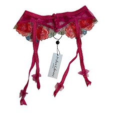 For Love Lemons Floral Button Garter Belt Magenta XS New without Tags
