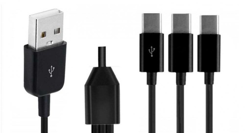 USB 2.0 A Male to 3 x USB Type C Male Splitter Charge Sync Cable 1m - Picture 3 of 6