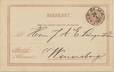 SWEDEN RAILWAY TPO 1883, Sex Öre pale purple postcard TPO "PKXP. No. 12B." 