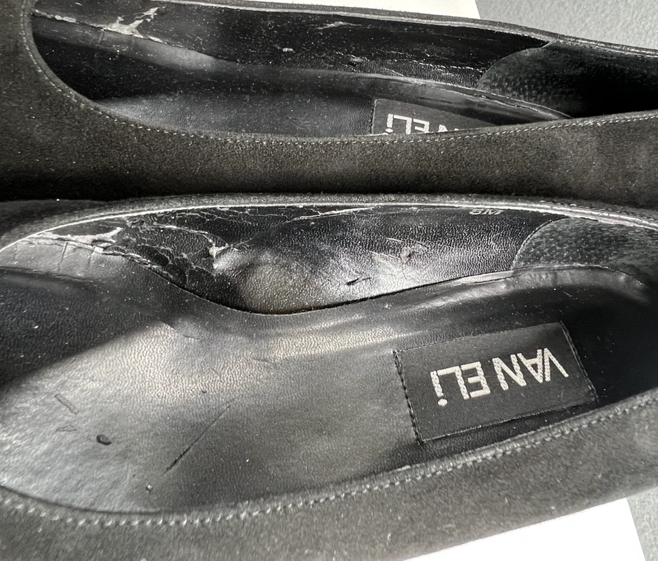 Zapatos de salón Van Eli negros de gamuza tacón bloque 8M para mujer sin cordones punta almendra de cuero Foto 3 de 4