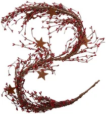 CWI Pip Berry and Star Garland - 40 Inch - Artificial Garland for Mantle, Arc...