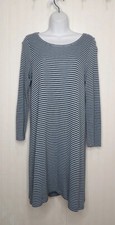 J. Jill Knit T-shirt Dress Blue Striped Size Small Petite Long Sleeve Pullover