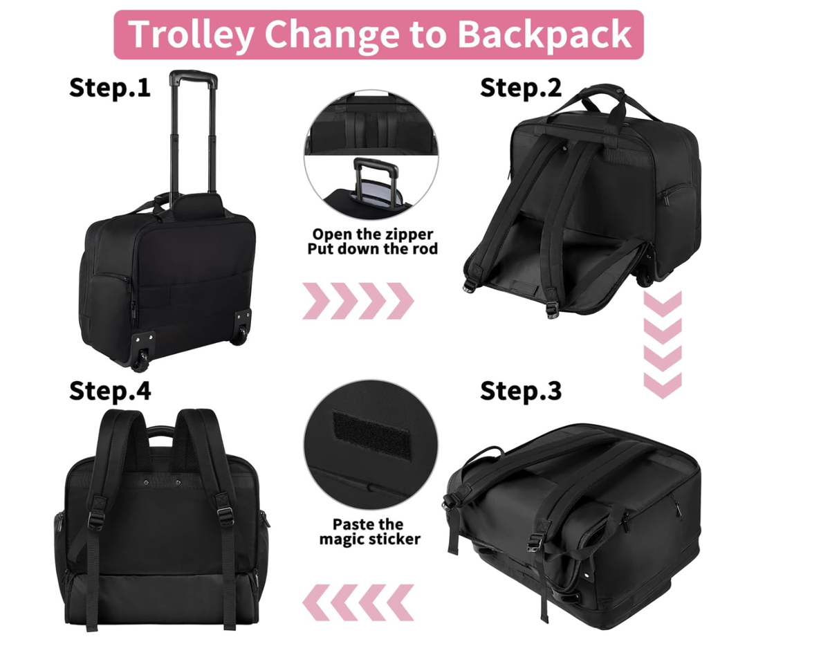 ROSECER Rolling Laptop Bag, 17.3 Inch Premium Laptop  display picture 2