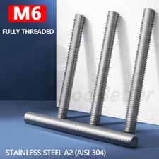 M6 Fully Threaded Bar Screw Rod Studding DIN 976 20mm - 300mm Stainless Steel A2