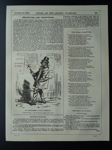 1862 Antique Victorian Print POLICE - TO GAROTTERS & PROTECTION FOR PEDESTRIANS - Picture 2 of 2