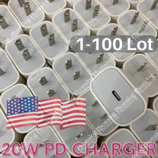 1-100 Lot 20W USB-C Wall Charger Power Adapter For iPhone 14 13 12 15 16 Pro Max