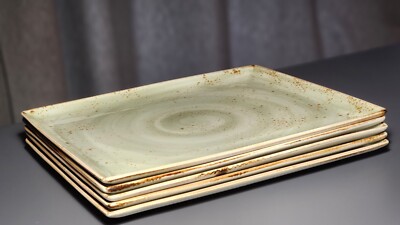 Green Swirl Steelite Handwerk Rechteck Platte 33 x 27 cm 13'' x 10 5/8'' 4er Set