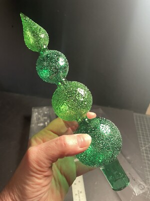 IKEA ISIG Green Blown Glass Sugar Texture Finial Christmas Tree Topper 2006