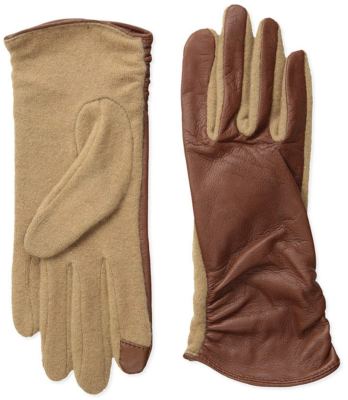 Leather Gloves Shinola Mittens Echo Touch Ruched Leather Mix