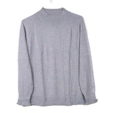 NEW LOFT Womens Large Sweater Purple Lilac Ruffle Cuff Mock Neck Long Sleeve