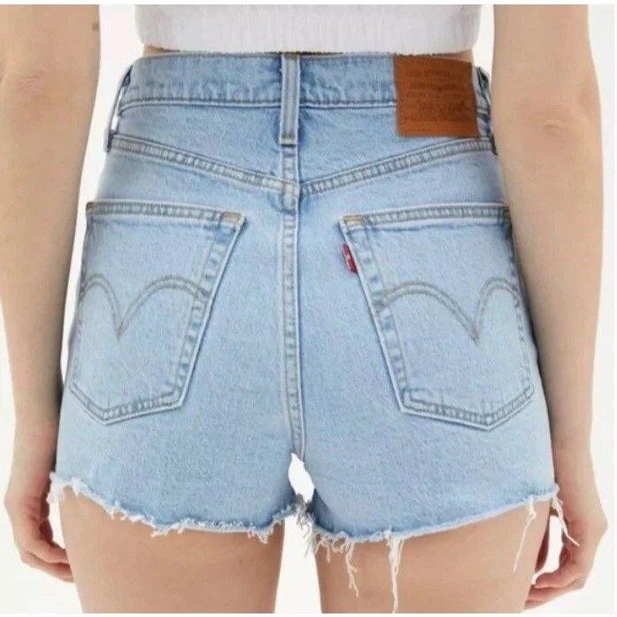 Levi s Wedgie Fit Shorts High Rise Waist Cutoff Jean Size 24 eBay