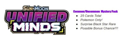 Pokemon - Unified Minds - Common/Uncommon  Mystery Pack **Read Description**