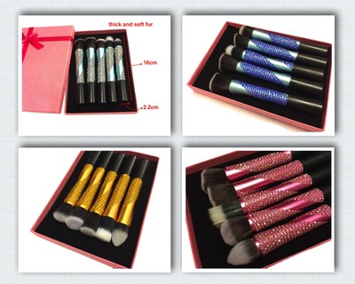 Blingustyle DIAMANTE PROFESSIONAL KOSMETIK Gesicht Foundation Make-up Pinsel Set 5-teilig