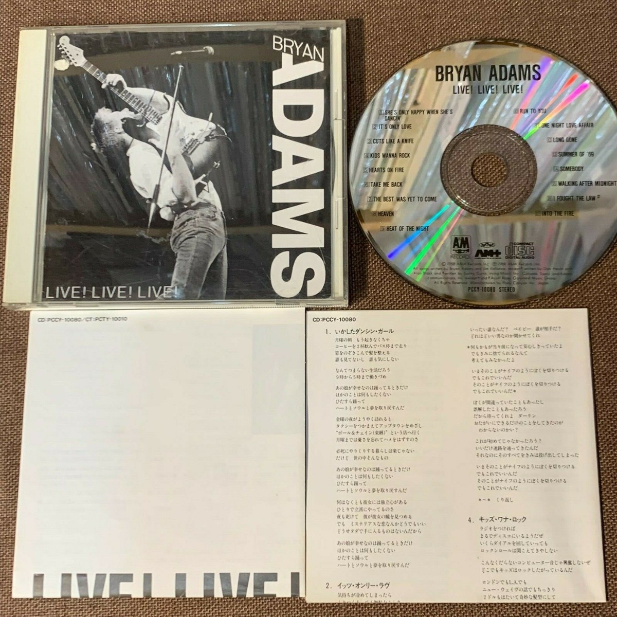 BRYAN ADAMS Live! Live! Live! JAPAN CD PCCY-10080 w/ INSERT