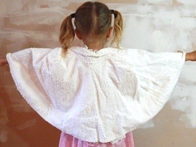 Vintage 1950s Winter White Faux Shawl Throw Cape Coat Jacket Mid Century  Retro