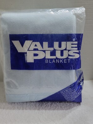 VINTAGE VALUE PLUS BEACON BLANKET TWIN/FULL 72X90 BLUE NYLON BINDING USA MADE