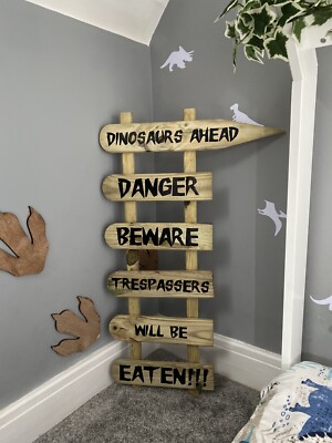 Rustikale Dinosaurier Ahead Schlafzimmer Holz Deko Schild Kinderdinosaurier 75cm hoch