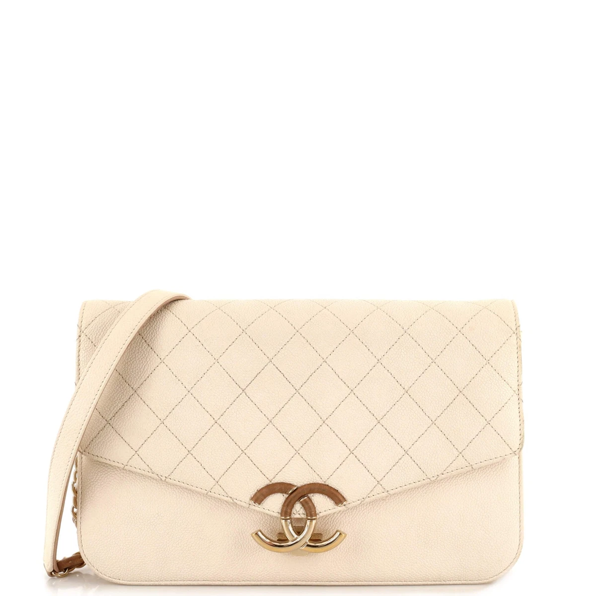 Thread Around Chain Flap Bag Quilted Caviar Medium