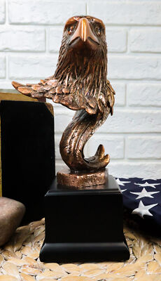 Medium Majestic American Bald Eagle Head Bust Bronzed Resin Figurine 8.5''Tall