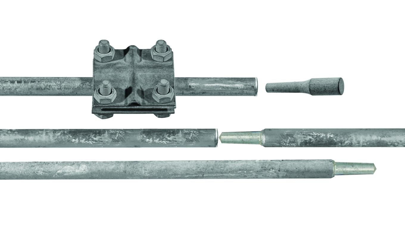 Complete screwed earth electrode 3m fi16mm (2x1.5m) OC, galvanized R.8055 /T2UK