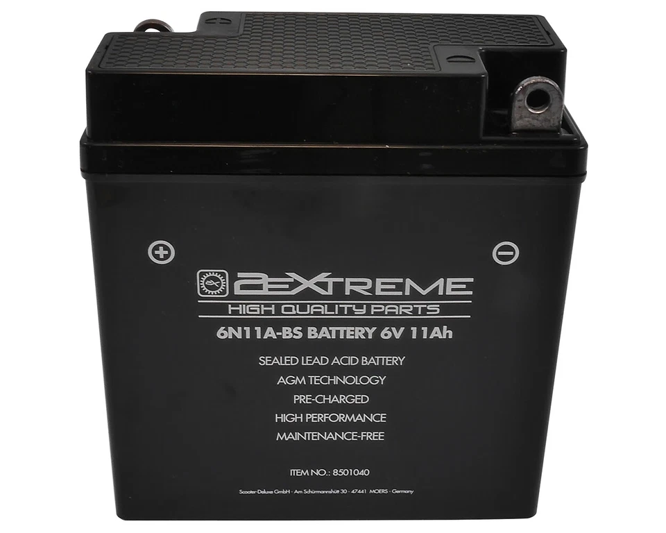 Batterie 6N11A-BS 6V 11Ah wartungsfrei für Simson S51 S50 SR50 MZ 70 83 BMW NSU - Bild 2 von 4