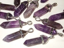 - Ciondolo Pietra Cristalloterapia - punta biterminata - AMETISTA