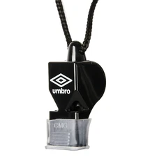 Umbro Pro Series Coach Whistle with Adjustable Lanyard, Black, Plastic, New