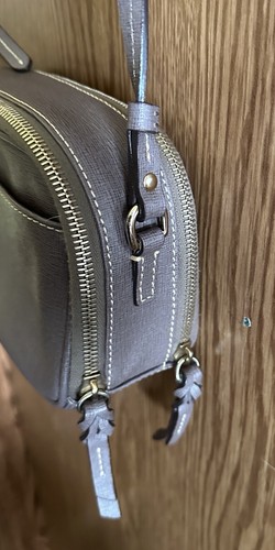Dooney & Bourke Double Pocket Taupe Leather Saffiano Camera Crossbody Bag - Picture 7 of 18