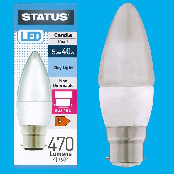 2X 5W (=40W) Led Perle Kerze GlüHbirne, Tageslicht Weiß, 6500K, Bc B22 Lampe-image