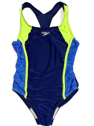 Speedo Girls One Piece Swimsuit Swimwear Racerback Bathing Suit Blue Green Sz S - Picture 12 of 24