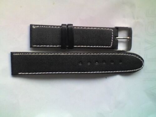 Gents 18mm Black Leather Watch Strap / Band - Silver Coloured Buckle - NEW  - Picture 1 of 2