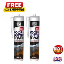 Flexible Black Roof Sealant - 2x280ml for All Exposed Surfaces & Gutter Repairs