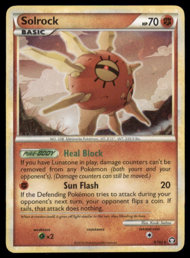 Solrock 9/102 Rare HGSS Triumphant Pokemon US SELLER LP