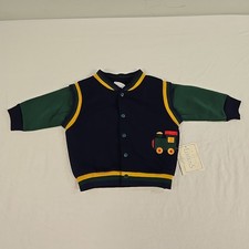 Vintage 12 Months Boys Train Sweater Vest Combo Blue Green Yellow NWT