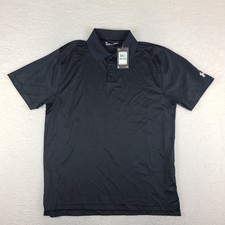 Under Armour Polo Shirt Mens Large Black Loose Performance Short Sleeve NWT NEW