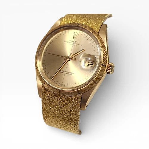 Vintage Rolex Date 34 mm Zephyr 18K Yellow Gold Automatic Watch 1510 Circa 1967