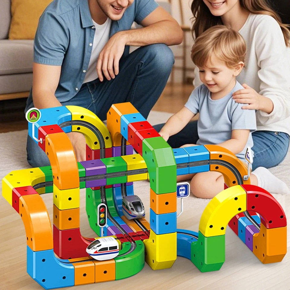 51-123Pcs Klick Rail Electric Train Set Magic Cube Track 3D Stem Learning Toy - image 3 of 4
