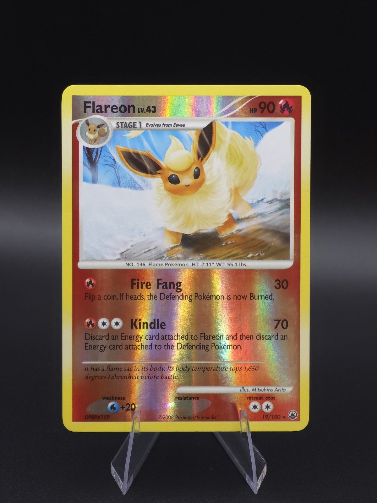 Flareon 19/100 Reverse Holo Rare - Majestic Dawn 2008 - LP Pokemon Card TCG